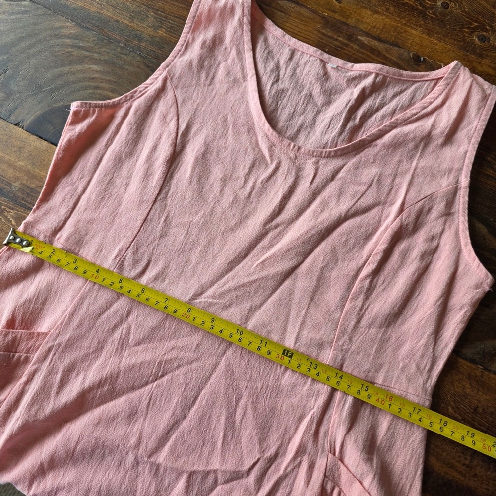 Pink Cotton Sleeveless Midi Dress with Pockets Casual Summer‎ Sundress - Picture 7 of 8